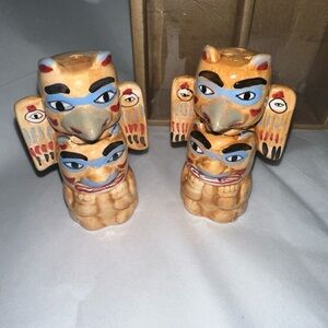 Vintage arctic circle totem ceramic salt and pepper shakers